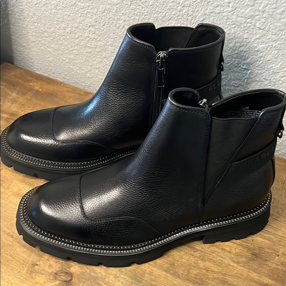 Karl Lagerfeld Other - Karl Lagerfeld Black Leather Men's Boots Paris size 13.0 medium